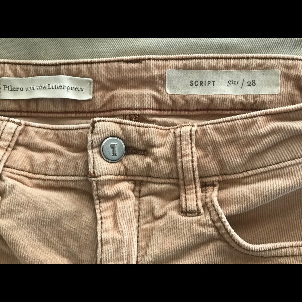 Pilcro Anthropologie corduroy pants 28 khaki cream